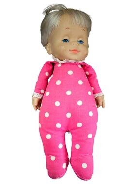 Vintage Mattel Drowsy Doll Classic Collection Pink Polka Dot Pajamas 14” Blonde